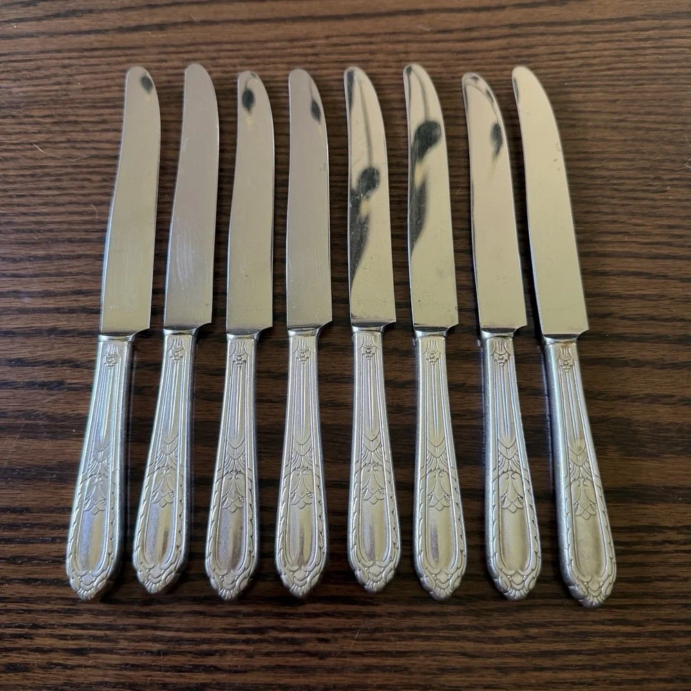 Vtg HOLMES & EDWARDS 1932 Masterpiece‎ Silverplate Dinner Knives Set Of 8